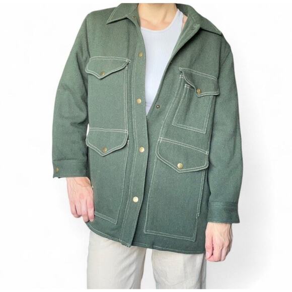 Vintage Liz Claiborne Passport Dark Green Wool Coat Size Women’s Petite Small - Picture 2 of 9